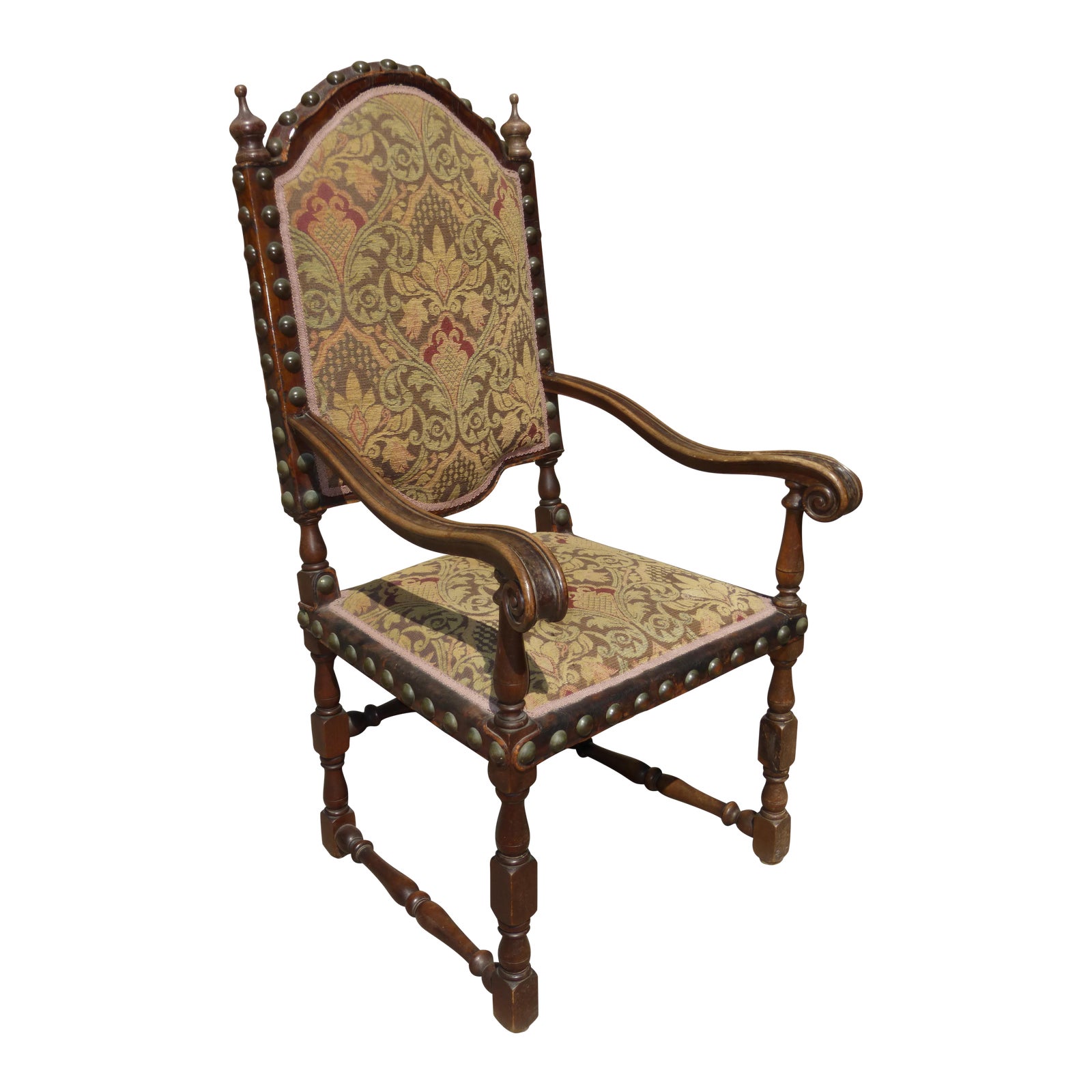 Spanish Revival Throne Chair with Leather Chairish