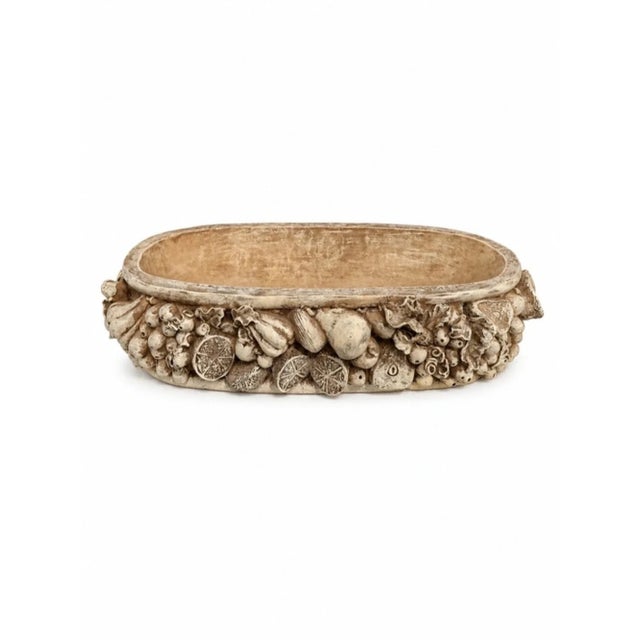 Striking large-scale sculptural centerpiece bowl featuring an exceptionally detailed three-dimensional harvest of molded...