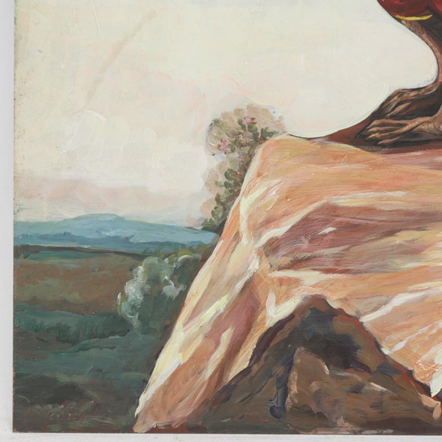 Vintage Hand-Painted Iron Painting – Monkey Playing Violin on Metal Panel For Sale In New York - Image 6 of 8