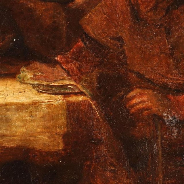 Textile After Rembrandt, Supper at Emmaus, Oil Painting on Canvas, Framed For Sale - Image 7 of 12