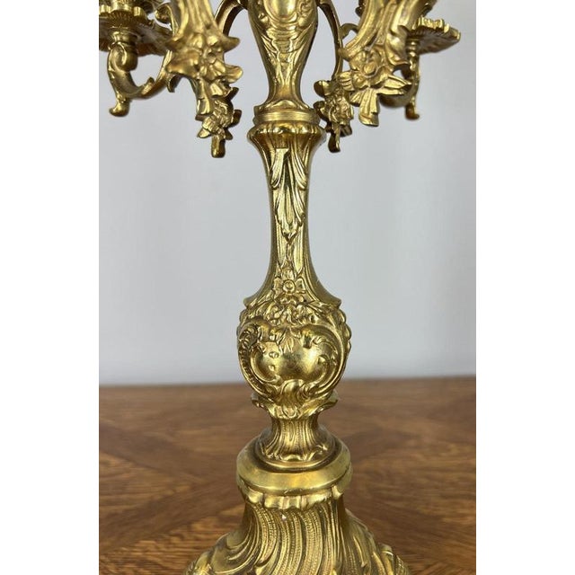 Louis XV Rococo Revival French Gilt Brass Mantel Clock Garniture, Set of 3 For Sale - Image 11 of 18