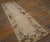1930s Tan Beige Floral Folk Art Antique American Hooked Rug 2'6" X 9'0" Handknotted Wool Carpet For Sale - Image 4 of 10