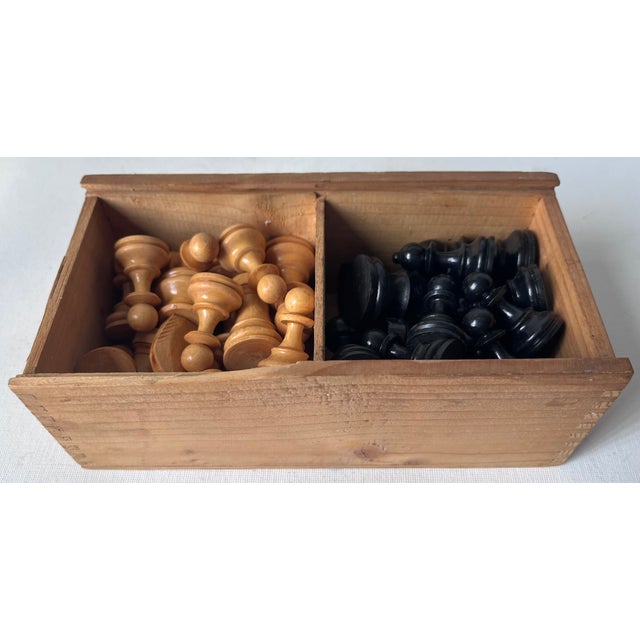 This wonderful 1940's French hand-carved classic wood chess set comes in its own wood dove-tailed handmade storage box. 16...