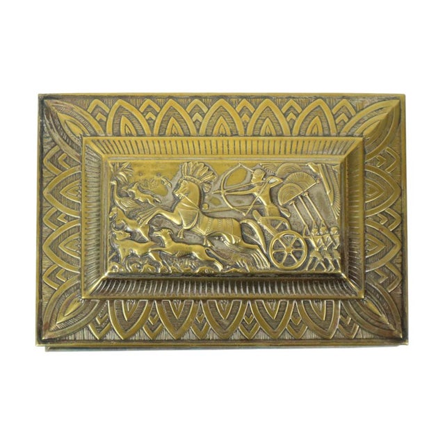 Art Deco Silver-Plated Chest Trinket Box with Egyptian Motifs For Sale - Image 11 of 17