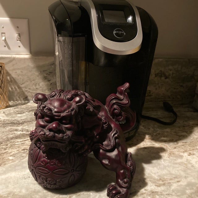 Burgundy Vintage Foo Dogs, a Pair For Sale - Image 8 of 9