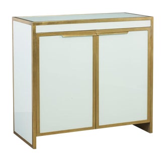 Lillian August for Hickory White Contemporary White and Gold Clifton Bar Cabinet For Sale