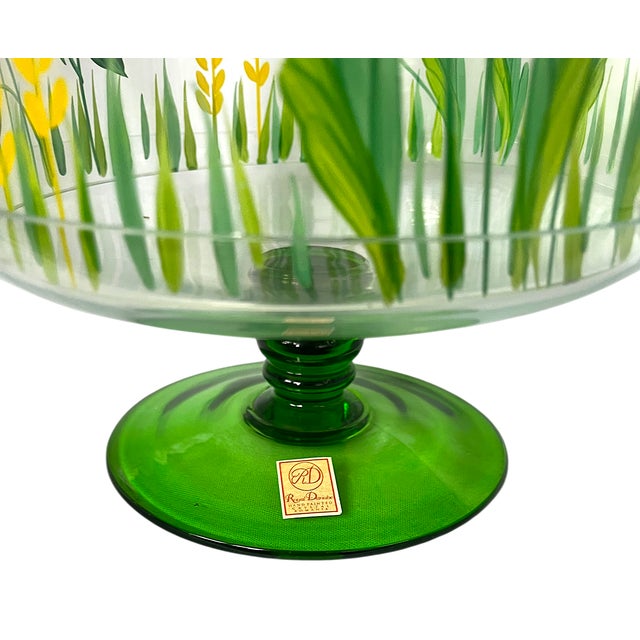 Royal Danube Crystal Glass Cake or Dessert Stand With Cloche Lid Decorated With Flowers and Butterflies in Romanian Floral Meadow For Sale In Jacksonville, FL - Image 6 of 6