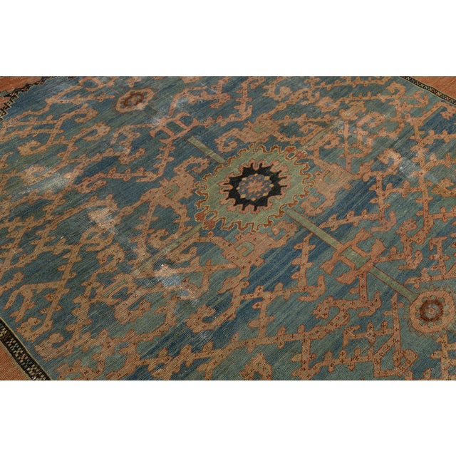 Antique Serapi Heriz Wool Rug With Medallion & Terracotta Field For Sale - Image 10 of 12
