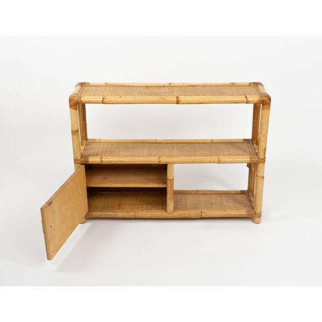 Mid-Century Modern Cabinet Shelf in Rattan and Bamboo, Italy, 1970s For Sale - Image 6 of 14