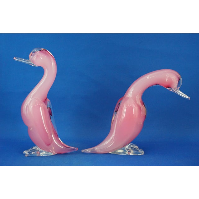 Large 20th Century Ducks in Pink Sommerso Glass by Archimede Seguso, Murano, Italy, Set of 2 For Sale - Image 6 of 18