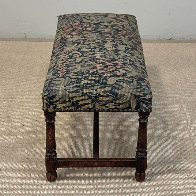 Antique Renaissance Revival Floral Needlepoint Tapestry Bench For Sale - Image 11 of 18