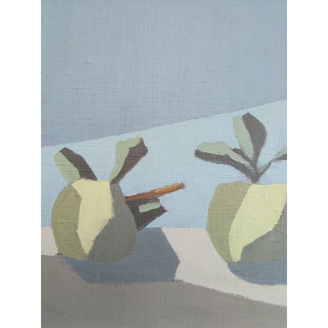 Textile 1986 Modernist 'Stylised Fruit' Original Vintage Geometric Still Life Oil Painting, Framed For Sale - Image 7 of 10