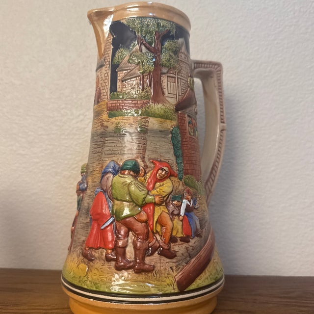 Mid 20 Century Expressionism Mid-Century German Relief-Molded Ceramic Beer Pitcher For Sale - Image 12 of 12