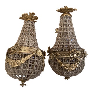 Vintage Crystal Chandeliers - A Pair For Sale