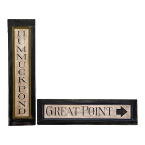 Pair of Large Vintage Painted Wood Coastal Nantucket Wall Signs, 2000
