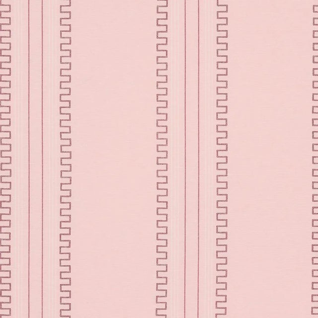 Schumacher X Mary McDonald Greco Stripe Fabric in Pink For Sale