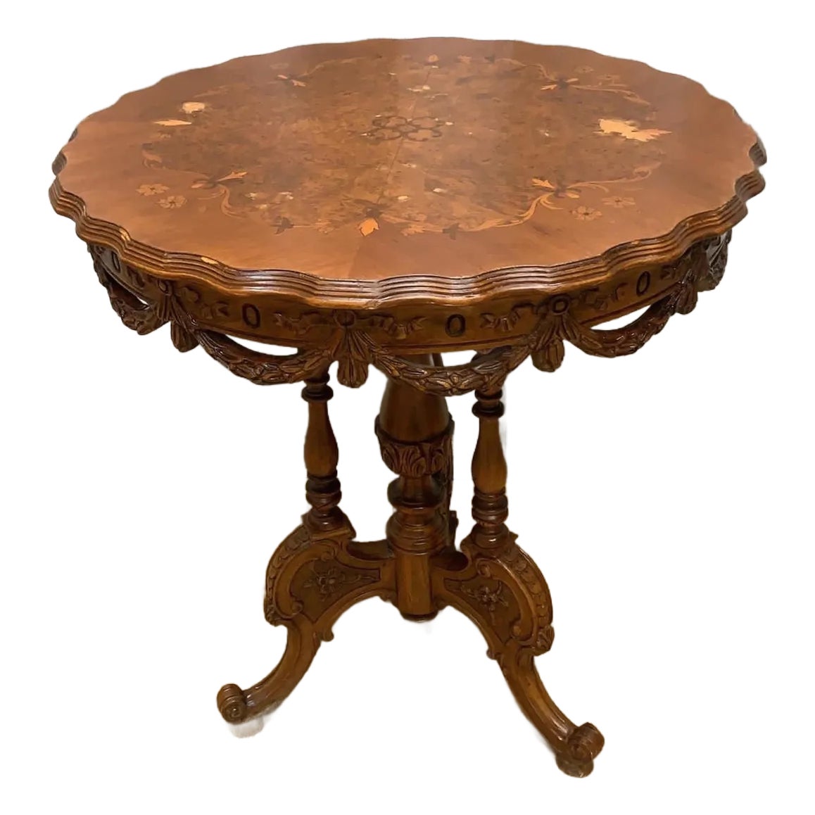 Antique Carved Ornate Accent Side Table | Chairish