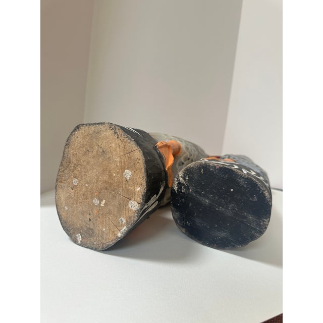 Early 20th Century Early 20th Century Hand Carved and Painted Wooden Goose Sculptures - A Pair For Sale - Image 5 of 12