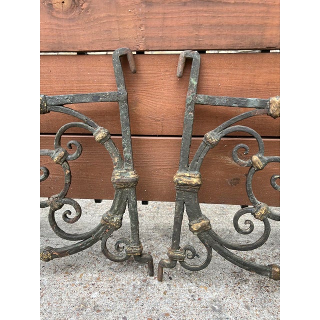 Pair of 18th Century Italian Painted Wrought Iron Wall Mounted Candle Holders For Sale - Image 4 of 18