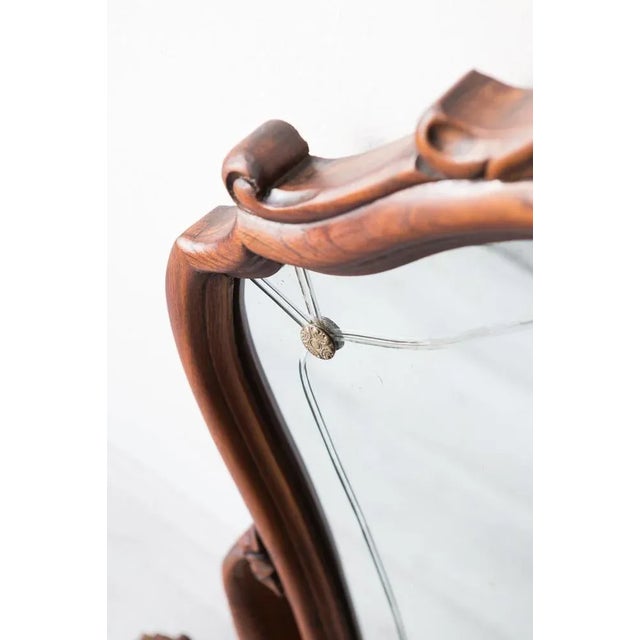 Brown Spanish Carved Wood Mirror, 1940s For Sale - Image 8 of 9
