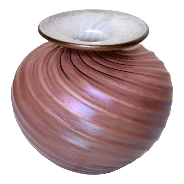 Late 20th Century Handmade Spiral Vase and Signed by Magic Sands Glass Art Studio For Sale