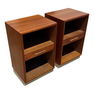 Pair of 1950s Teak and Mahogany Mid Century Nightstands by Edward Wormley for Dunbar For Sale