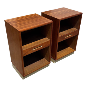 Pair of 1950s Teak and Mahogany Mid Century Nightstands by Edward Wormley for Dunbar