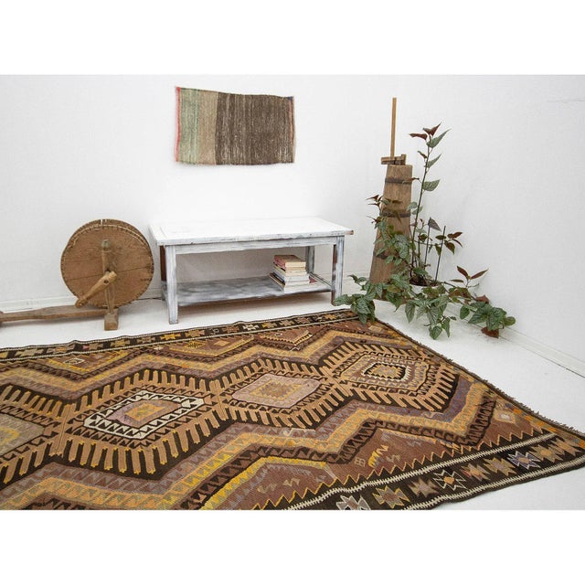 Vintage Turkish Kars Kilim Rug For Sale In Los Angeles - Image 6 of 7