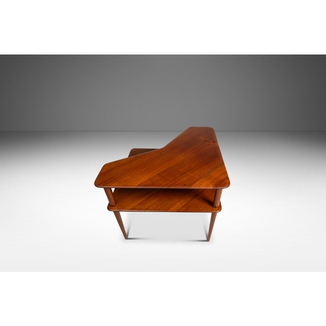 France & Sons Danish Mid-Century Modern Two-Tiered 'Minerva' Table in Solid Teak Attributed to Peter Hvidt & Orla Mølgaard for France & Sons, Denmark, C. 1960s For Sale - Image 4 of 18