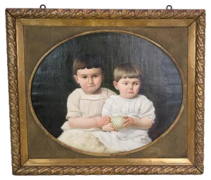 Motif of Two Children, 1860s, Oil on Canvas