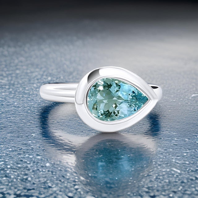 Natural Solitaire Aquamarine Ring 6.5 14k W Gold 1.60 TCW Certified $3,950 310624 This is a Unique Custom Made Glamorous...