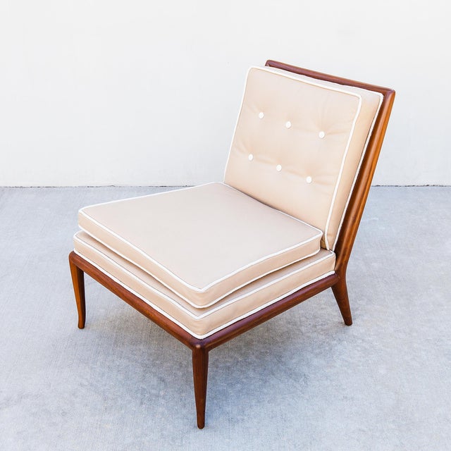 Restored 1950s Attributed to t.h. Robsjohn-Gibbings for Widdicomb Walnut Slipper Chair For Sale - Image 15 of 15