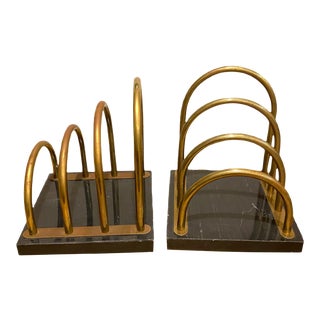 1980’s Art Deco Bookend Letter Organizers in the Style of Émile-Jacques Ruhlmann - a Pair For Sale
