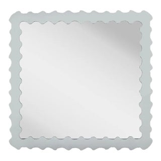 Fleur Home Audubon Bamboo Square Mirror in Pelican Gray, 30x30 For Sale