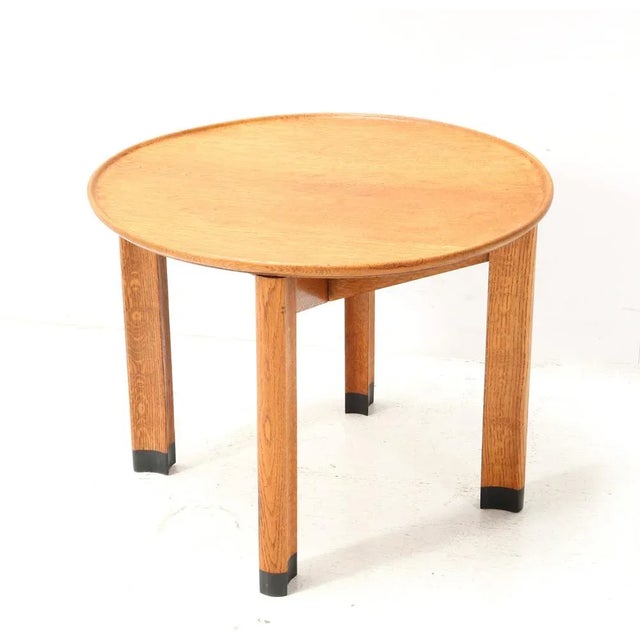 Art Deco Amsterdam School Oak Side Table by Piet Kramer for Randoe, 1919 For Sale - Image 4 of 9