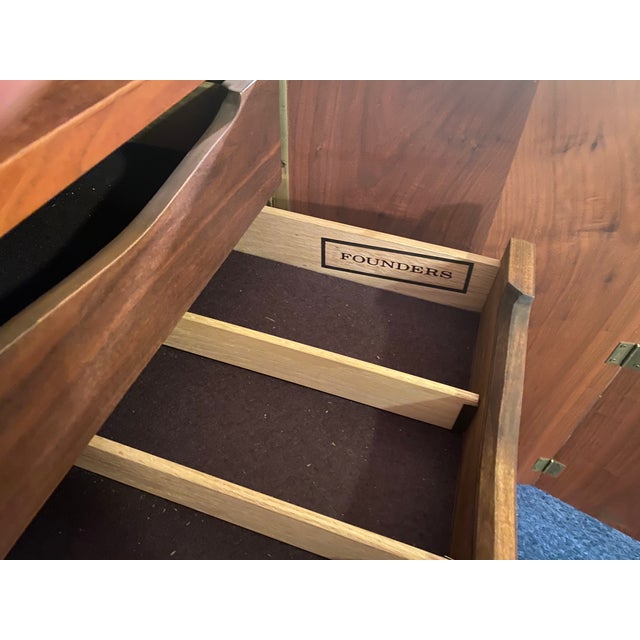 Mid 20th Century Jack Cartwright for Founders Walnut and Cane Credenza and Hutch For Sale In Washington DC - Image 6 of 6