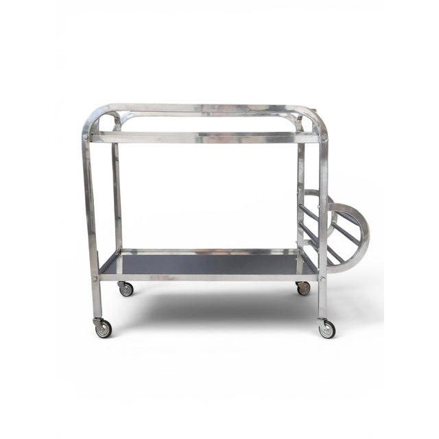 Mid-Century Modern Art Deco French Drinks Trolley with Mirrored Glass & Removable Tray, 1930s, Set of 2 For Sale - Image 3 of 9