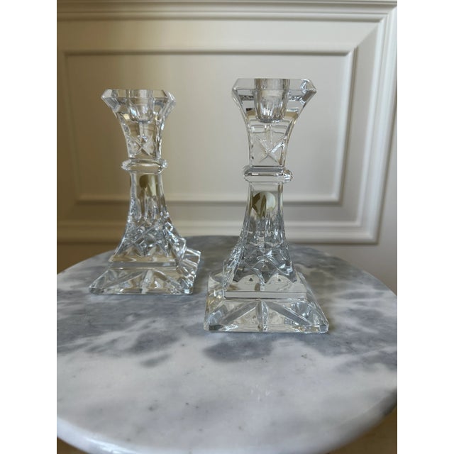 Transparent Vintage 1970’s Waterford Crystal Candlesticks - a Pair For Sale - Image 8 of 12