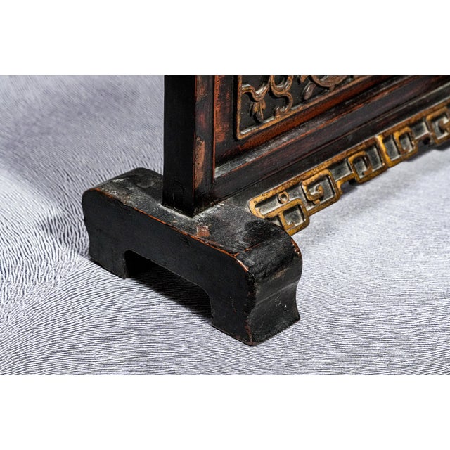 Incredible Large Antique Carved Wood Chinese Asian Table Screen Home Decor Chinoiserie For Sale - Image 11 of 17