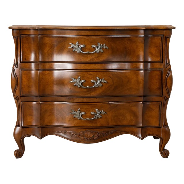 1970s French Provincial Walnut Bombe Chest by White Furniture Co. – 40"w For Sale