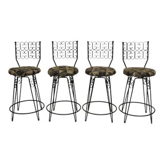 Vintage Mid Century Arthur Umanoff Grenada Swivel Counter Bar Stools- Set of 4 For Sale