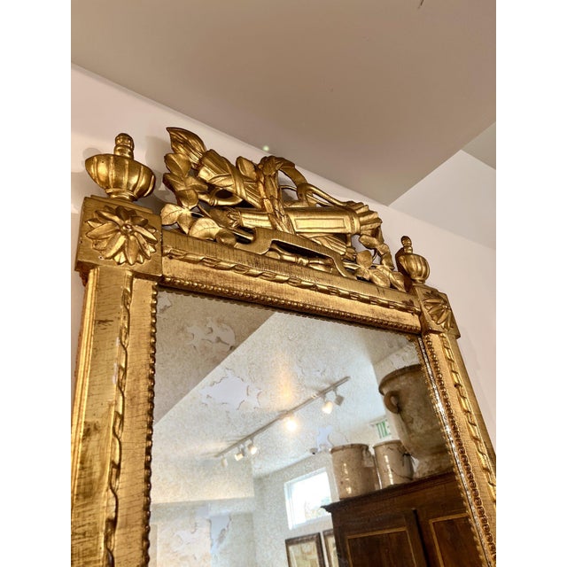French 18th Century Louis XVI Gilded Mirror With Neoclassical Carving For Sale - Image 3 of 6