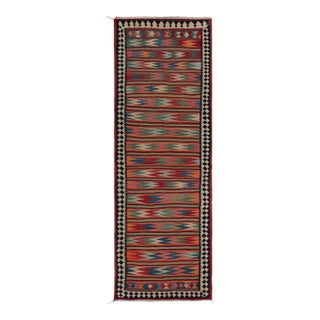 1950s Vintage Afghani Tribal Kilim Rug With Geometric Patterns For Sale