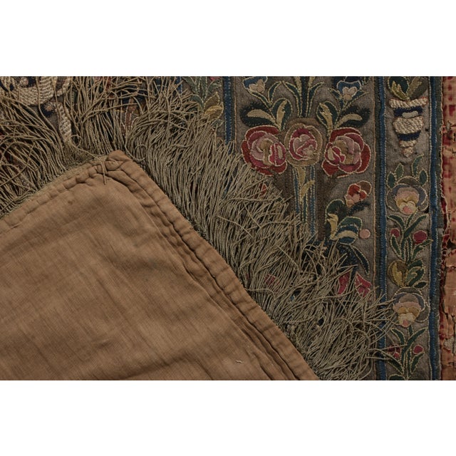 Beige Antique Italian Tapestry in Green and Red With Floral Patterns, From Rug & Kilim For Sale - Image 8 of 8