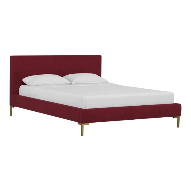 Norah Platform Bed in Berry Classic Velvet, California King For Sale