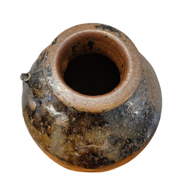 Mid 18th Century Antique 18th C French Provincial Walnut Oil Jug Jar in Rich Brown Glazed Terracotta For Sale - Image 5 of 8