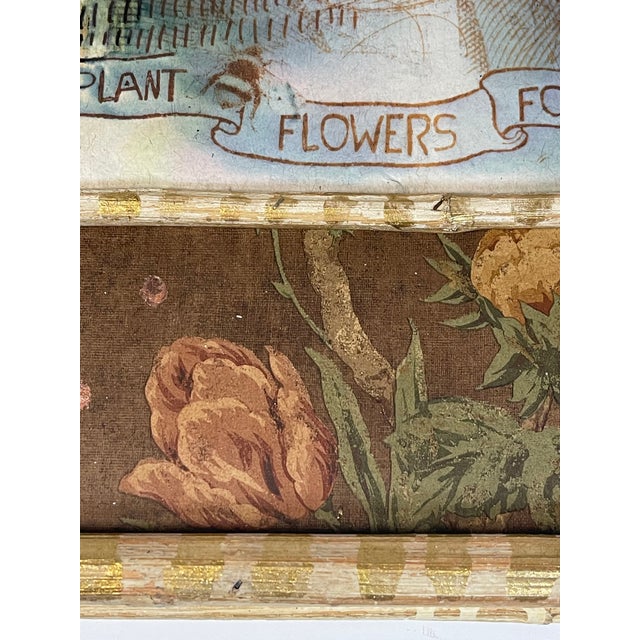 1950s 1950s Plant Flowers for Bees Rustic Frame Print For Sale - Image 5 of 6