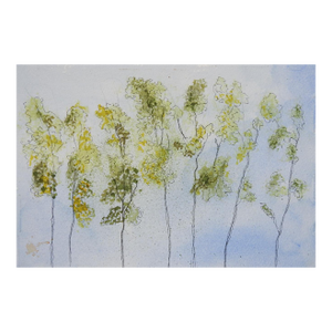 Late 20th Century Abstract Trees Watercolor and Ink Painting