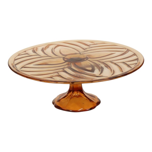 Art Deco Orange Amber Cake Plate Pastry Dish from Val Saint Lambert, 1930s For Sale - Image 10 of 13