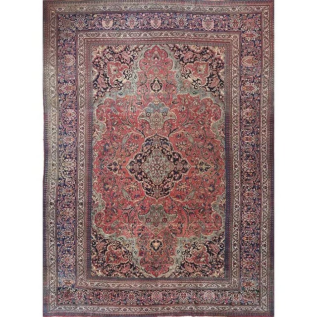 Textile 1920s Persian Mashad Area Rug 12’0″ X 17’0″ For Sale - Image 7 of 7
